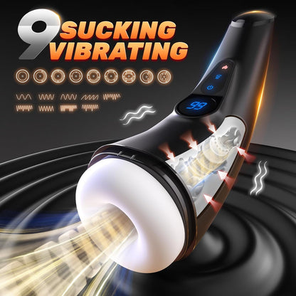 Sex Toys for Men Male Masturbator - APP Control Adult Toys Male Masturbators Penis Pump with 9 Sucking & 9 Vibrating, 3D Textured Sleeve Heating Blowjob Mens Sex Toy, LCD Display Pocket Pussy for Men