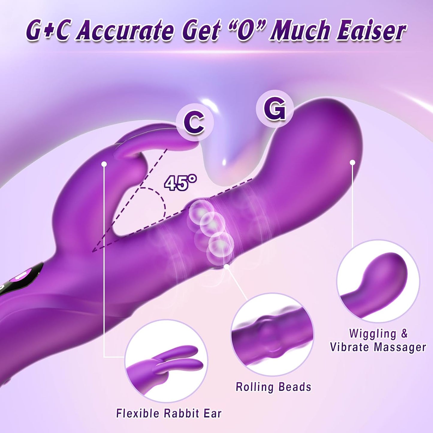 Thrusting Dildo Vibrators Sex Toys for Women - Adult Toys G Spot Rabbit Vibrator with 9 Swing and 9 Vibrate Modes, Silicone Clitoral Stimulator Sex Toy for Solo and Couples Pleasure