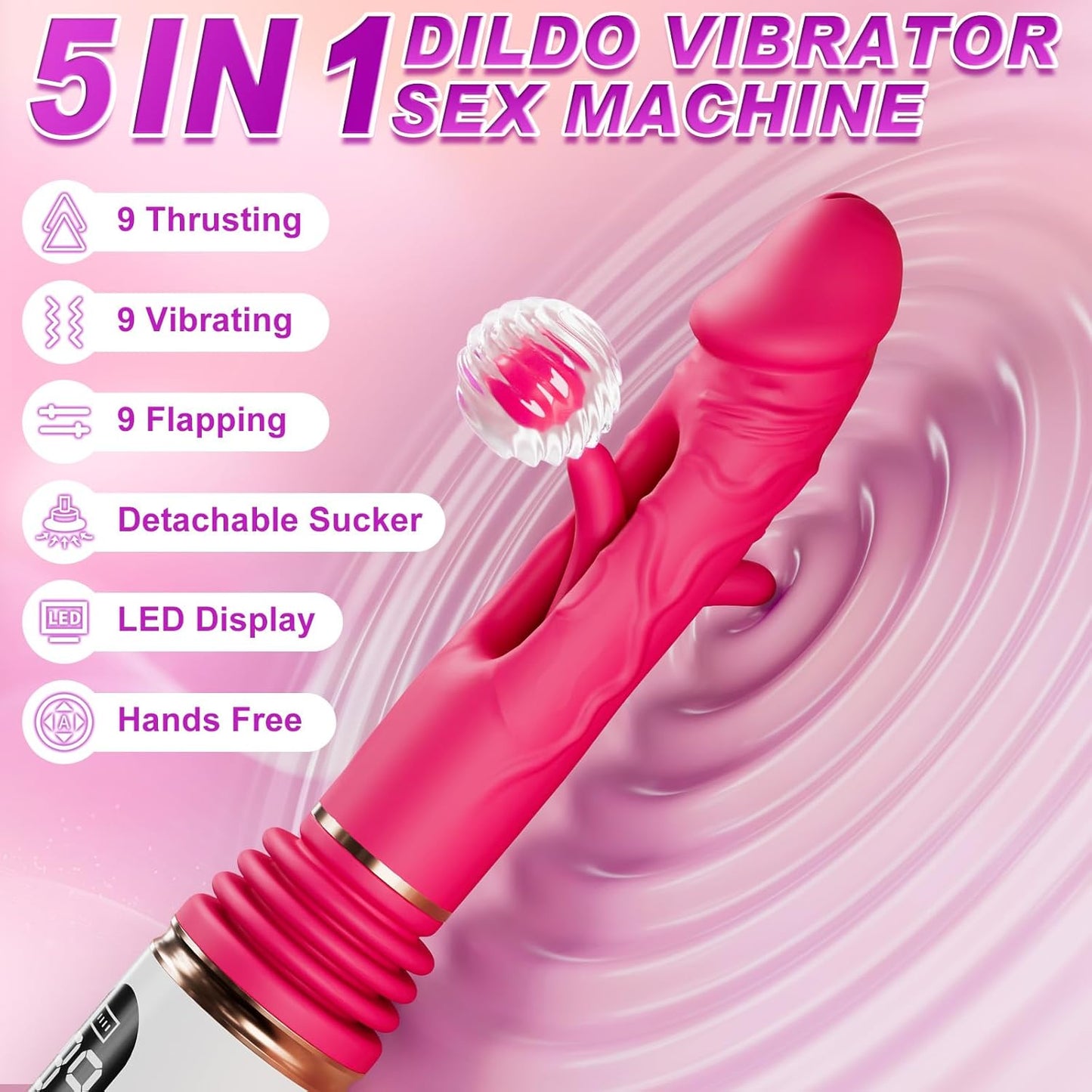 Adult Sex Toys Sex Machine - Thrusting Dildo for Women Couple Pleasure, Dildos Vibrator with Automatic Vibrating & Thrusting & Flapping, Womens Sex Toys Anal Dildo Machine Thrusting Vibrator