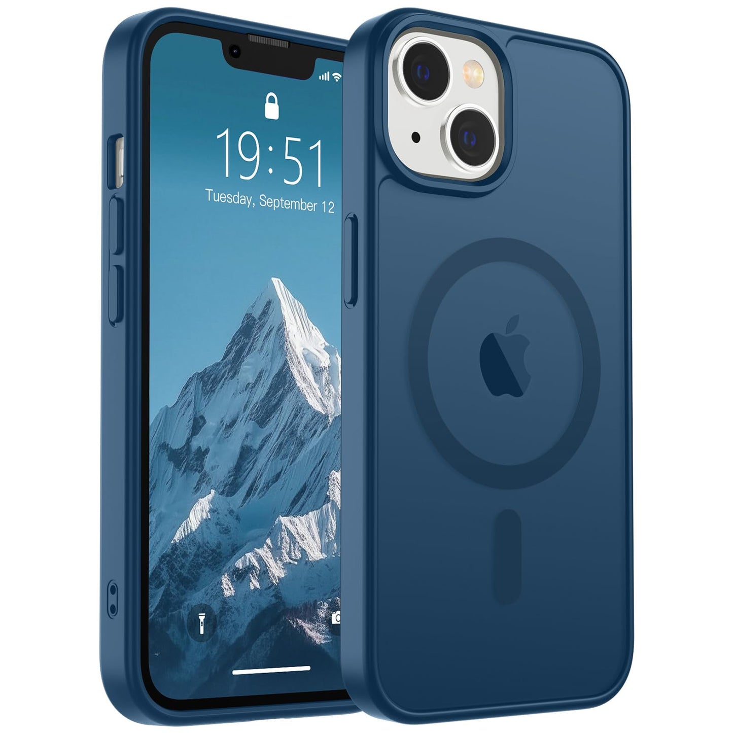 Magnetic for iPhone 14 Case & iPhone 13 Case (Compatible with MagSafe)(Military Grade Drop Protection) Translucent Matte Shockproof Phone Cover,Black