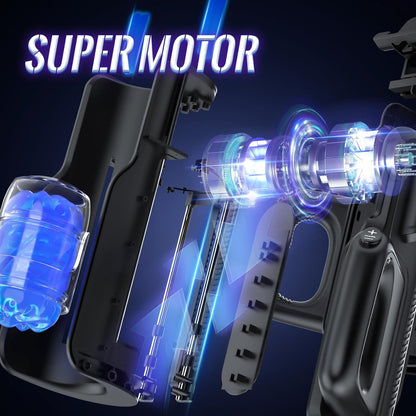 Leten King Pro Sex Toy Automatic Male Masturbator - Men Electric Adult Sex Machine with 12times/s Thrusting, Hand Free Penis Training Stroker with Phone Holder and 2 Soft Silicone Pocket Pussy