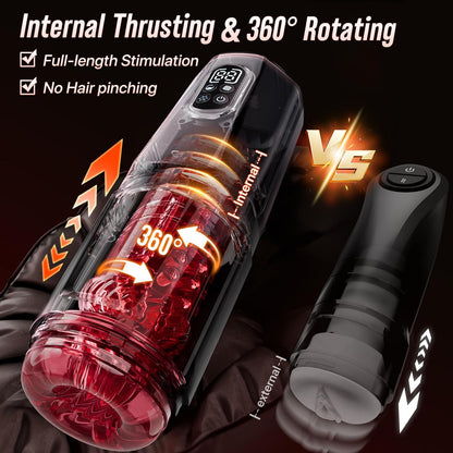 Male Sex Toys for Men - AI Sync Male Masturbator Stroker Adult Toys with 7 Thrusting Rotating 7 Licking & Vibrating Modes, Hands-Free Sex Machine Pocket Pussy with One-Click Burst Adult Toys