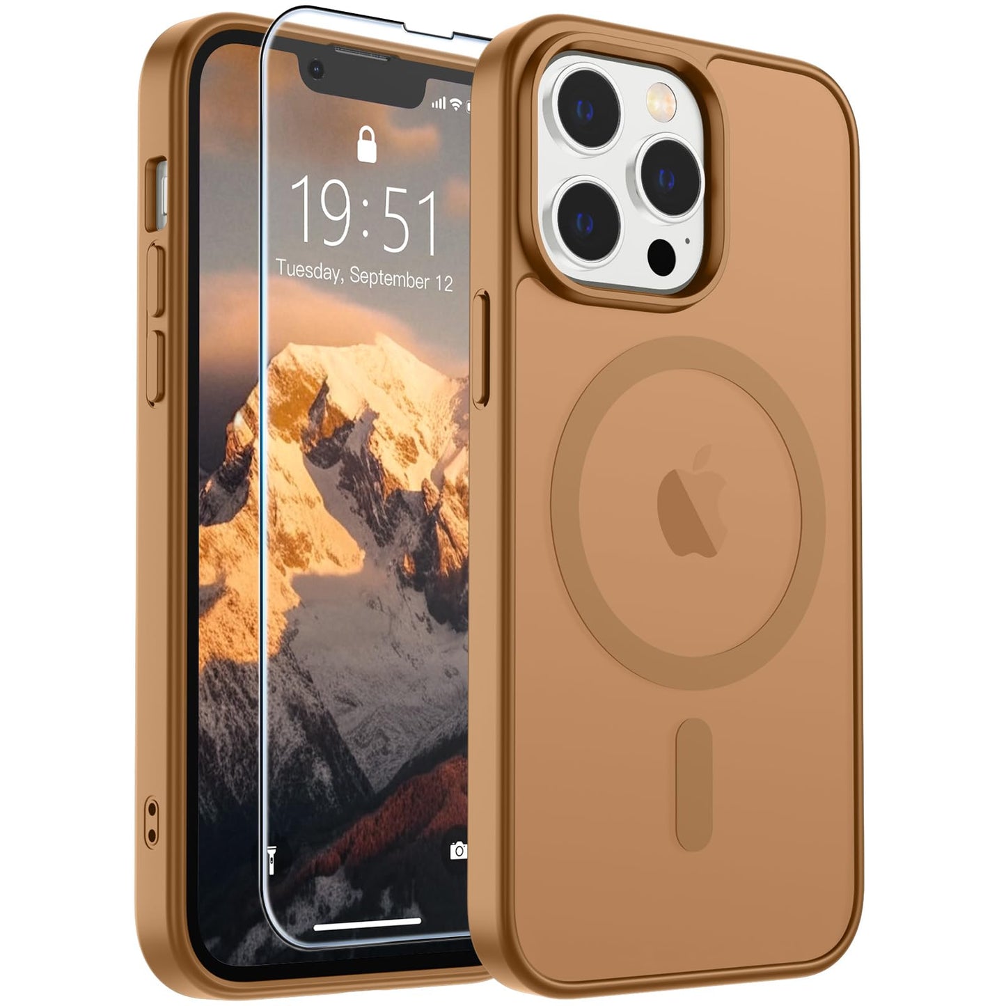 Magnetic for iPhone 14 Case & iPhone 13 Case (Compatible with MagSafe)(Military Grade Drop Protection) Translucent Matte Shockproof Phone Cover,Black