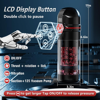 Mrgras Male Masturbator Penis Pump - AI Sync Male Sex Toys for Men with 12 S Vacuum Pump & 7 Thrusting Rotating Vibrating Sucking Licking Adult Toys Mens Sex Toys Pocket Pussy Pumps & Enlargers