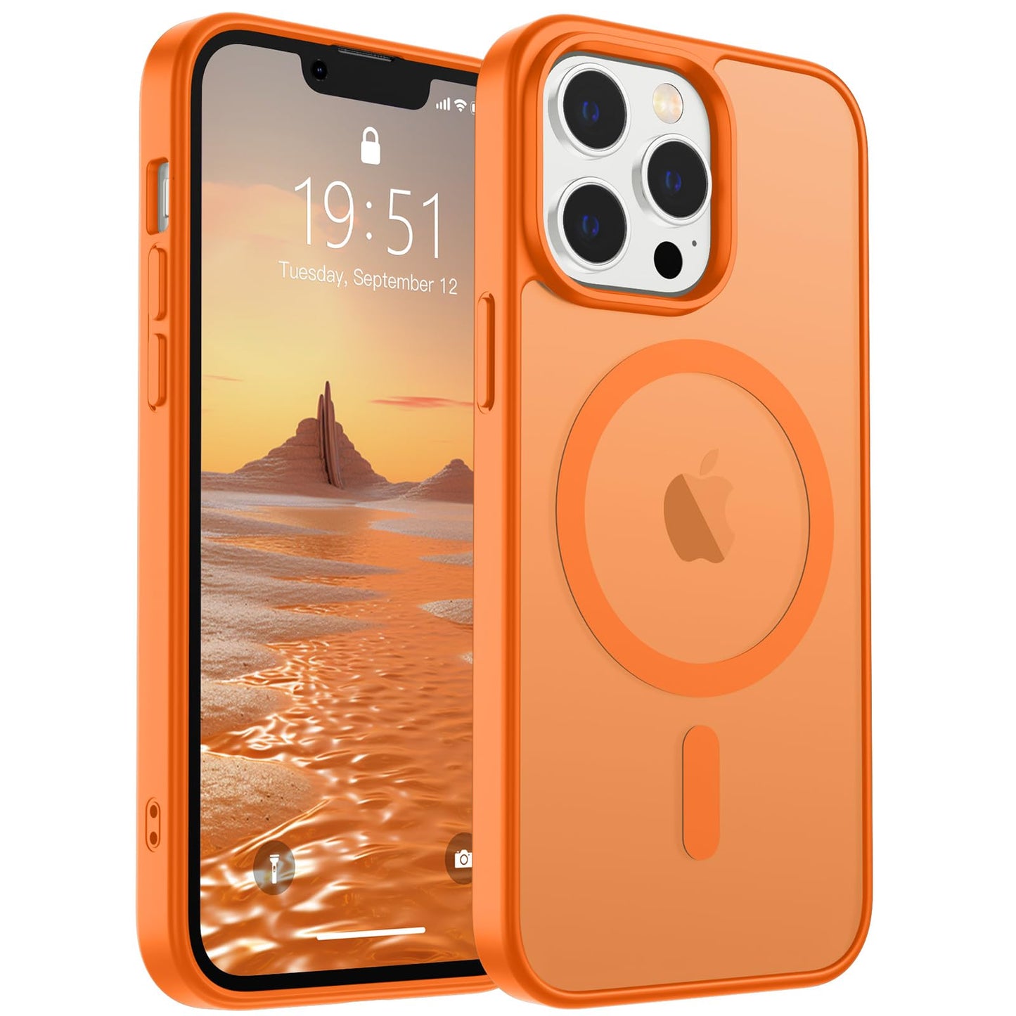 Magnetic for iPhone 14 Case & iPhone 13 Case (Compatible with MagSafe)(Military Grade Drop Protection) Translucent Matte Shockproof Phone Cover,Black