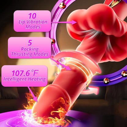 Vibrating Dildo G Spot Vibrator Clitoral Stimulator Heating Stick Realistic Dildos with 5 Thrusting 10 Vibration Modes 3 in1 Adult Sex Toys for Women Men Couple Romi