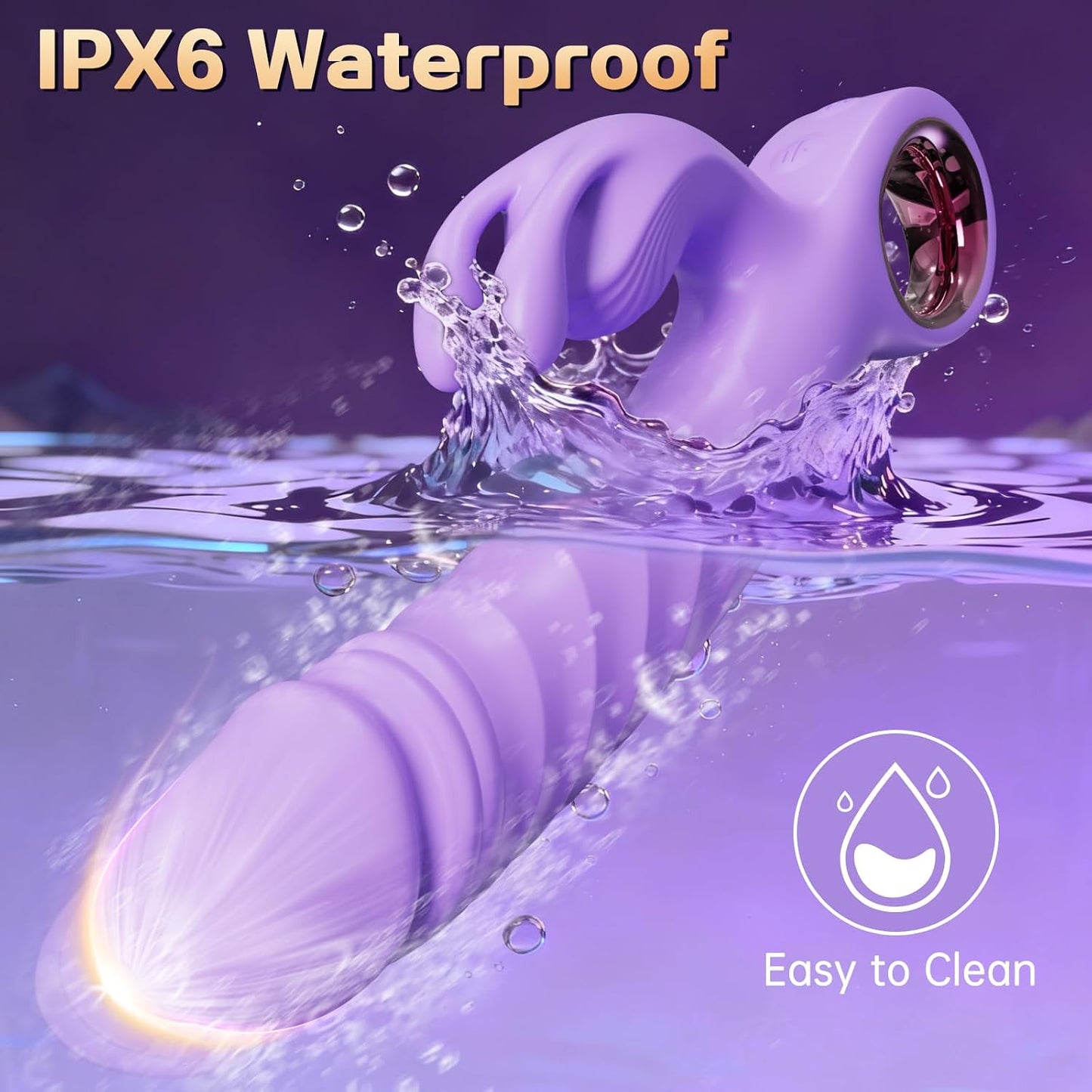 Thrusting Vibrator Adult Sex Toys - Dildos Vibrators for G Spot Clitoral with 7 Thrusting and 7 Vibrating Modes, Rabbit Sex Toys for Women Couples Purple