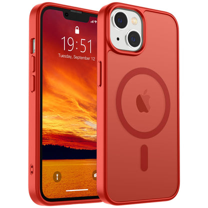 Magnetic for iPhone 14 Case & iPhone 13 Case (Compatible with MagSafe)(Military Grade Drop Protection) Translucent Matte Shockproof Phone Cover,Black