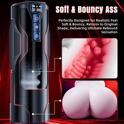 Male Masturbator Sex Toys for Men – Automatic Male Sex Toys with Realistic Ass Vagina 360° Heating 10 Vibration & 7 Thrusting Modes for Stroker, Pocket Pussy LCD Display Adult Toys