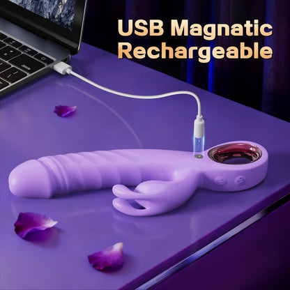 Thrusting Vibrator Adult Sex Toys - Dildos Vibrators for G Spot Clitoral with 7 Thrusting and 7 Vibrating Modes, Rabbit Sex Toys for Women Couples Purple