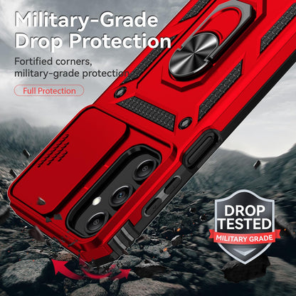Phone Case Compatible with Samsung Galaxy A16 5G Case with HD Screen Protector & Slide Camera Cover & Kickstand, [Military-Grade] Phone Case for Samsung A16 (Red)