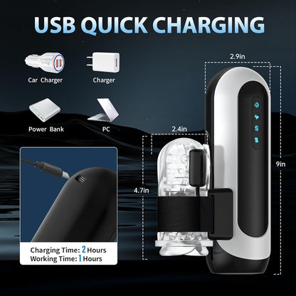 Automatic Penis Pump Male Sex Toys for Men Automatic Male Masturbator,Male Sex Toys with 6 Types of Piston Modes 5 Speed Changes + 10 Vibrating Hands Free Pocket Pussy Male Stroker with 3D
