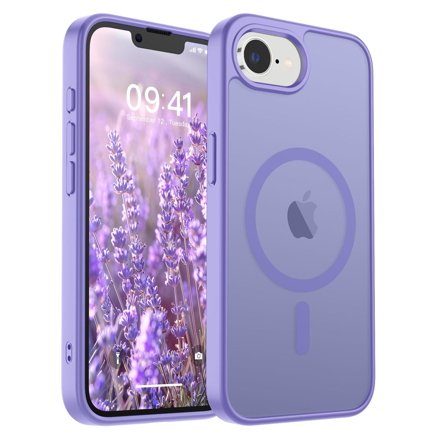 Magnetic for iPhone 14 Case & iPhone 13 Case (Compatible with MagSafe)(Military Grade Drop Protection) Translucent Matte Shockproof Phone Cover,Black