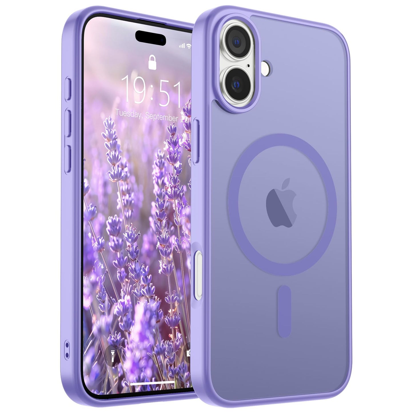 Magnetic for iPhone 14 Case & iPhone 13 Case (Compatible with MagSafe)(Military Grade Drop Protection) Translucent Matte Shockproof Phone Cover,Black