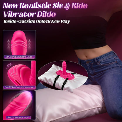 BEISAR Thrusting Dildo Vibrator Riding Grinding Sex Toy, Strap On Dildos with 9 Vibrating 3 Thrusting Adult Sex Toys Women Couple G Spot Clit Anal Finger Vibrators Sex Machine Nipple Jewelry Toys