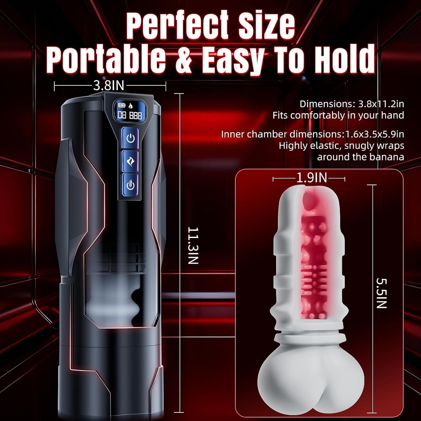 Male Masturbator Sex Toys for Men – Automatic Male Sex Toys with Realistic Ass Vagina 360° Heating 10 Vibration & 7 Thrusting Modes for Stroker, Pocket Pussy LCD Display Adult Toys