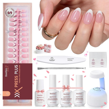 Beetles French Tips Press On Nails: 150 Pcs Pink Short Square Press On Nails Fake Nail Tips, Reusable Acrylic Gel Nail False Nails Art DIY Gifts For Women
