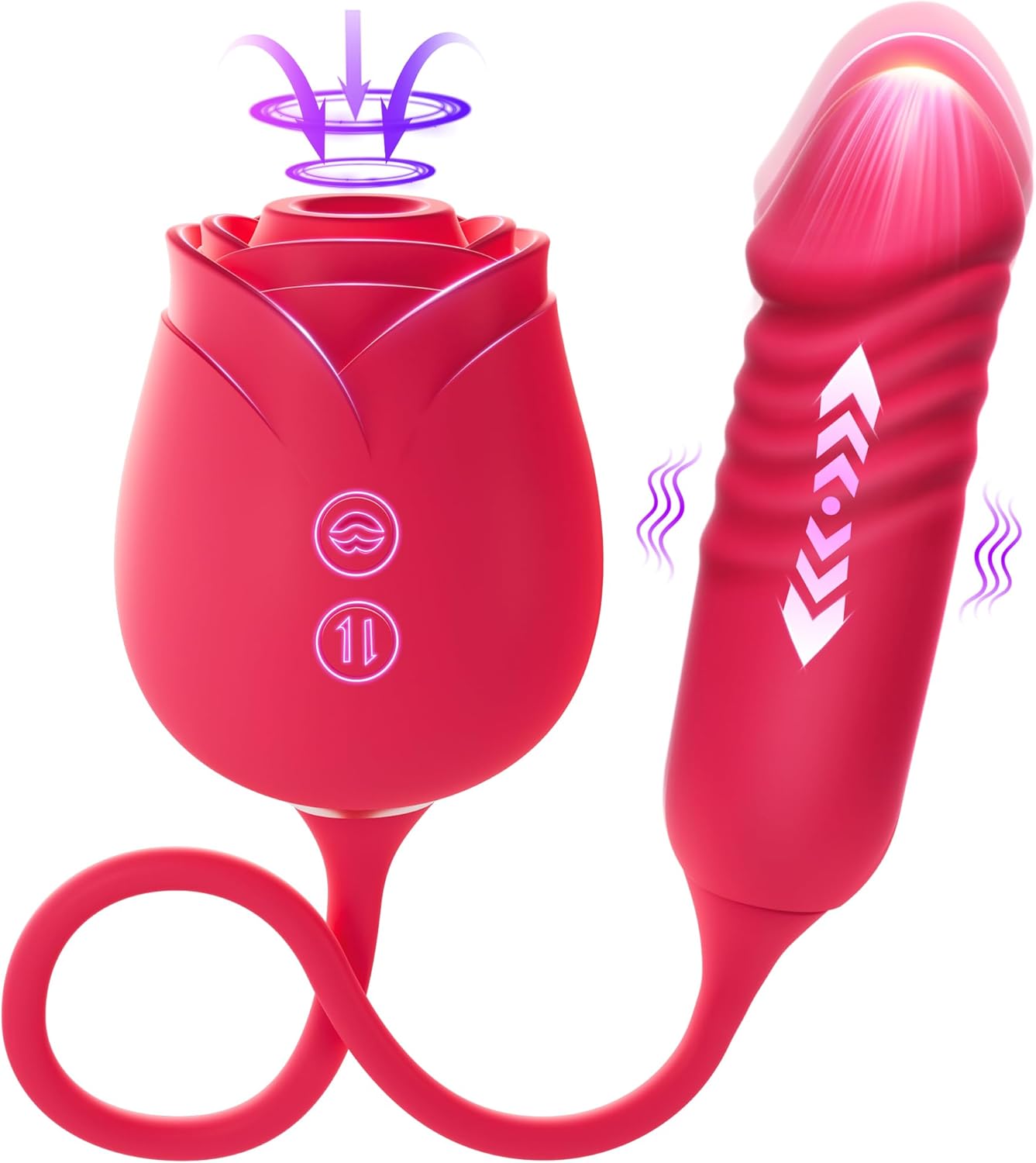 Vibrator Dildo Sex Toys for Women - Rose Sex Toy with Thrusting G Spot Vibrators & 10 Sucking Modes for Clitoral Nipple Stimulation Anal Dildos Adult Sex Toys Games for Couples Sex Machine