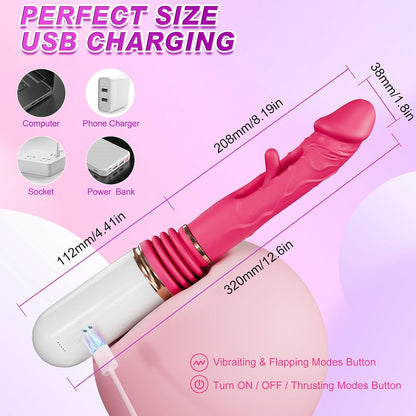 Adult Sex Toys Sex Machine - Thrusting Dildo for Women Couple Pleasure, Dildos Vibrator with Automatic Vibrating & Thrusting & Flapping, Womens Sex Toys Anal Dildo Machine Thrusting Vibrator