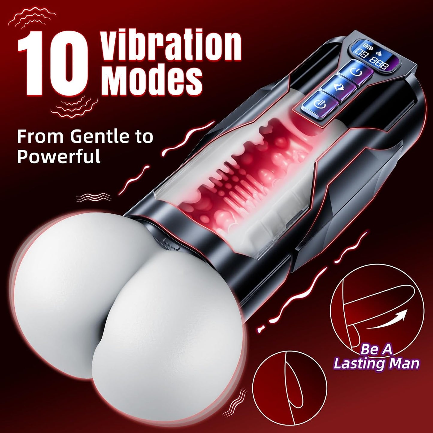 Male Masturbator Sex Toys for Men – Automatic Male Sex Toys with Realistic Ass Vagina 360° Heating 10 Vibration & 7 Thrusting Modes for Stroker, Pocket Pussy LCD Display Adult Toys