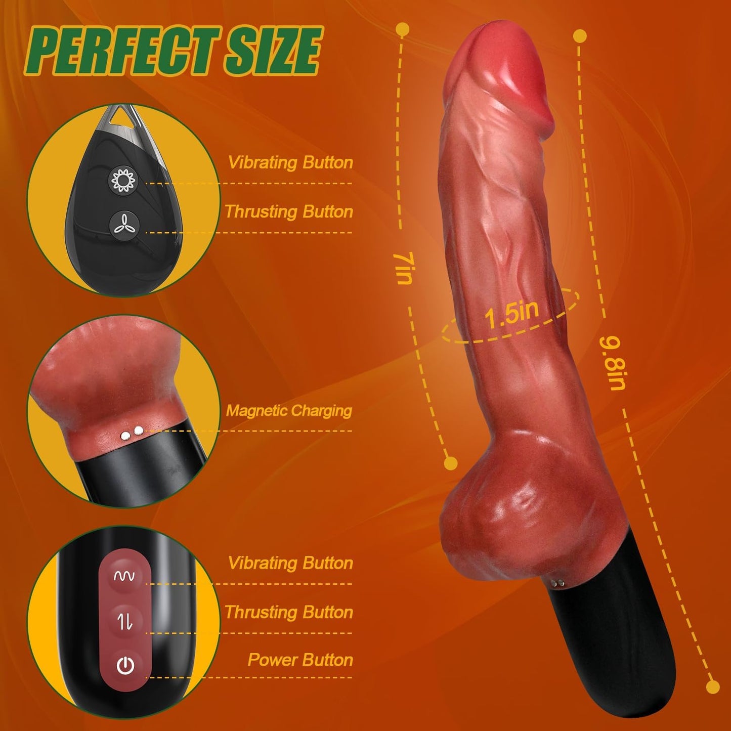 Thrusting Dildo Vibrator Sex Toys, 9.8" Realistic Dildos Sex Machine with 7 Thrusting & 7 Vibration Modes, Remote Control Vibrating Dildo Sex Toys for Women Couple G-spot Stimulation
