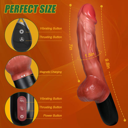 Thrusting Dildo Vibrator Sex Toys, 9.8" Realistic Dildos Sex Machine with 7 Thrusting & 7 Vibration Modes, Remote Control Vibrating Dildo Sex Toys for Women Couple G-spot Stimulation