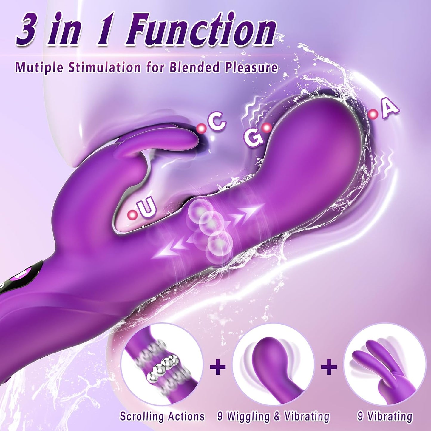 Thrusting Dildo Vibrators Sex Toys for Women - Adult Toys G Spot Rabbit Vibrator with 9 Swing and 9 Vibrate Modes, Silicone Clitoral Stimulator Sex Toy for Solo and Couples Pleasure