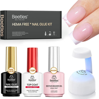 Beetles French Tips Press On Nails: 150 Pcs Pink Short Square Press On Nails Fake Nail Tips, Reusable Acrylic Gel Nail False Nails Art DIY Gifts For Women