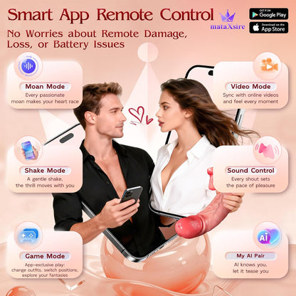 Dildo Sex toys Vibrator for Women- 5IN1 AI Sync Realistic Thrusting Dildo with 10 Tongue Licking & 10 Thrusting Vibrating Mode for Clit G Spot Anal, APP Remote Control Soft Penis Adult Toys for Couple
