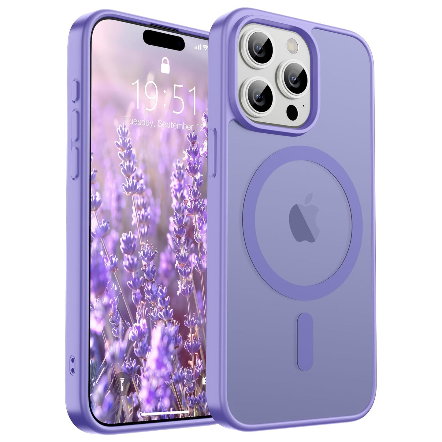 Magnetic for iPhone 14 Case & iPhone 13 Case (Compatible with MagSafe)(Military Grade Drop Protection) Translucent Matte Shockproof Phone Cover,Black