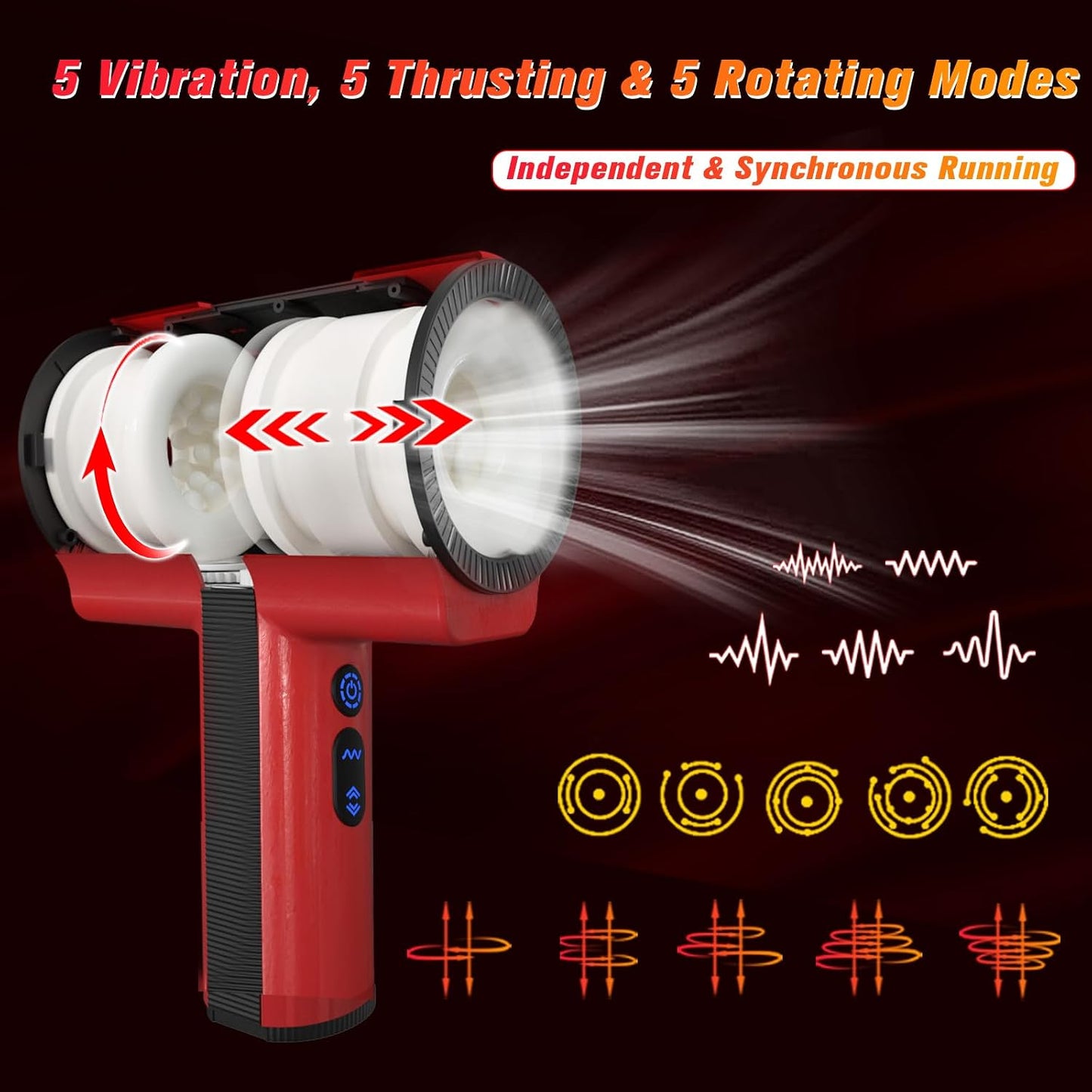Male Masturbator Adult Sex Toys for Men - Dual-Sleeve Automatic Thrusting Rotating Vibrating Blowjob Sex Machine Oral Sex Toy Stroker Penis Vibrator, Mens Masturbators Cup Pocket Pussy for Men