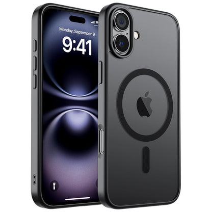 Magnetic for iPhone 14 Case & iPhone 13 Case (Compatible with MagSafe)(Military Grade Drop Protection) Translucent Matte Shockproof Phone Cover,Black