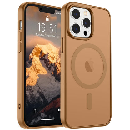Magnetic for iPhone 14 Case & iPhone 13 Case (Compatible with MagSafe)(Military Grade Drop Protection) Translucent Matte Shockproof Phone Cover,Black