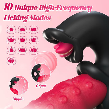 Thrusting Vibrator Sex Toys, SexyClub 4-in-1 G-Spot Vibrator with 10 Sliding Ring, Vibrating, Thrusting & Licking Modes, Rabbit Vibrators Sex Toy for...