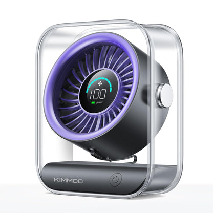 Rechargeable USB Desk Fan, Quiet Table Fan with Turbo Airflow, 100 Speeds, Digital Display, 90° Rotating, Small Battery Desktop Fans for Bedroom Home Office Travel, Black