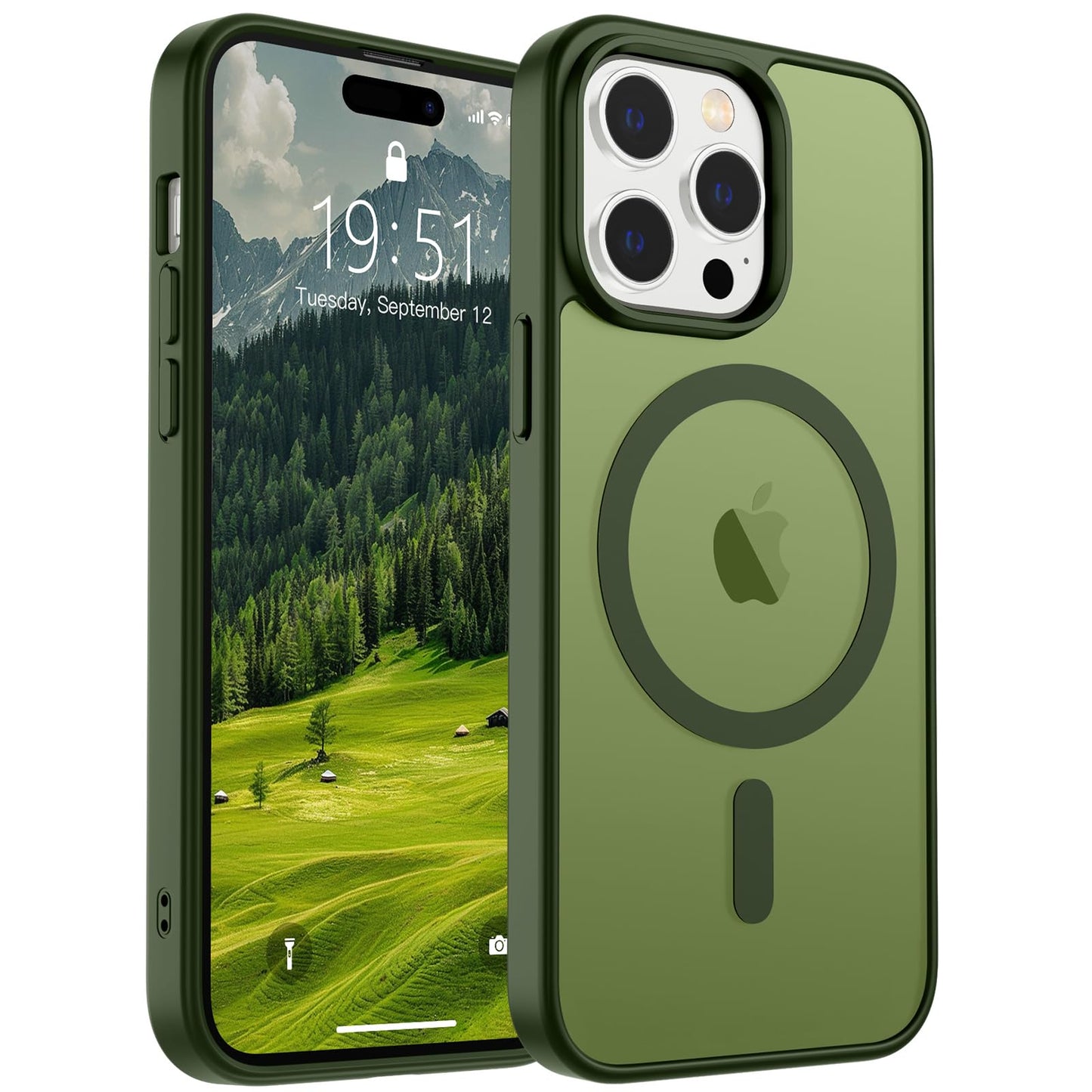 Magnetic for iPhone 14 Case & iPhone 13 Case (Compatible with MagSafe)(Military Grade Drop Protection) Translucent Matte Shockproof Phone Cover,Black