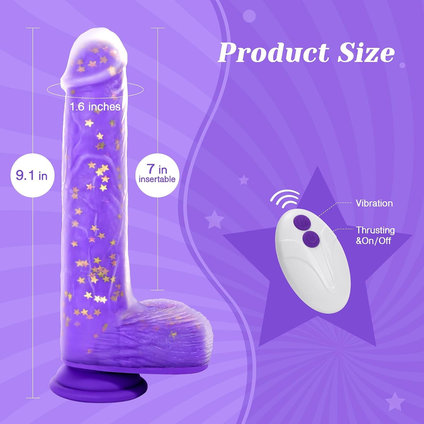 Tracy's Dog Thrusting Dildo Vibrator, 9.25" Realistic G-Spot Stimulator, Heating, 5 Thrusting Swinging & 7 Vibration Modes, Soft Silicone, Suction Cup, Remote Control, Adult Sex Toys for Women Couple