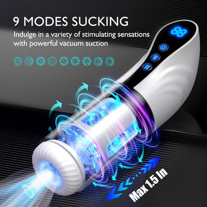 Electric Blowjob Penis Massager Sucker Sex Toy - Automatic Male Masturbator with 9 Modes Sucking Thrusting & Rotating for Men’s Pleasure, Milking Machine Cock Shower Stroker Masturbation Cup Dick Pump