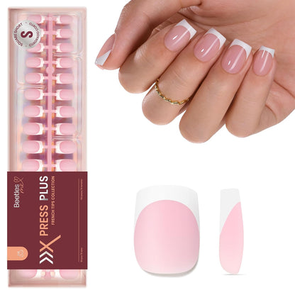 Beetles French Tips Press On Nails: 150 Pcs Pink Short Square Press On Nails Fake Nail Tips, Reusable Acrylic Gel Nail False Nails Art DIY Gifts For Women