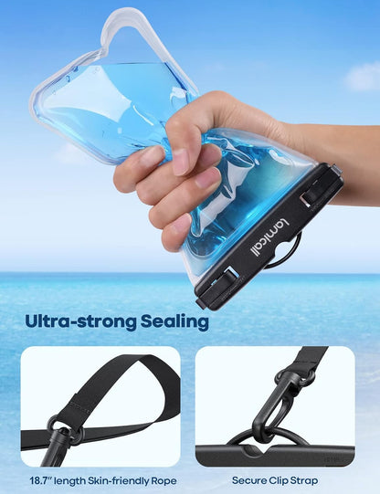Waterproof Phone Pouch Case - [2 Pack] IPX8 Beach & Cruise Essentials, Touch Screen, Easy Lock, Cell Phone Dry Bag for iPhone 17 16 15 14 13 12 11 Pro Max Plus, Galaxy S25, fit 7" with Case