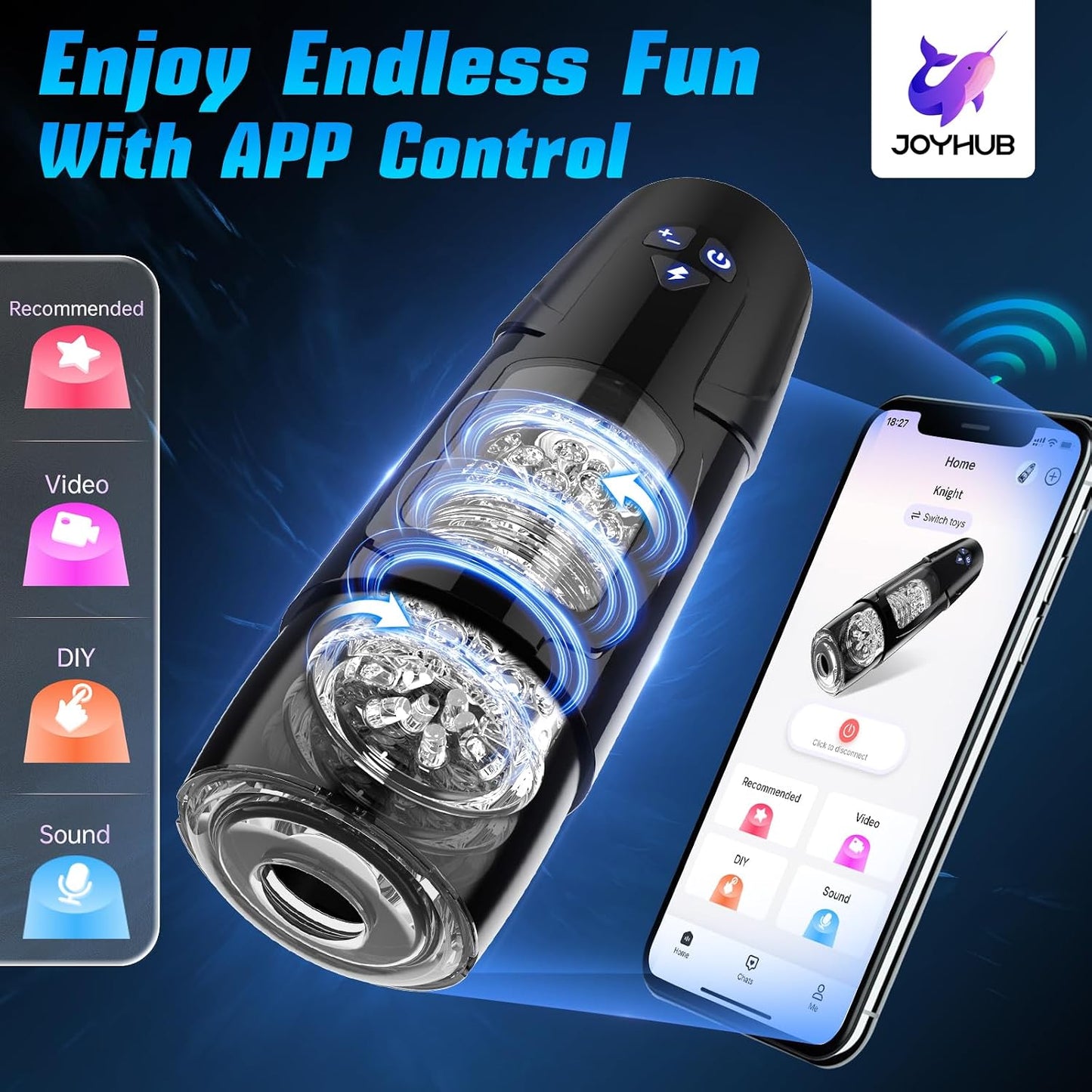 Sex Toys for Men Male Masturbator - Automatic Masturbators Cup with 7 Thrusting &Rotating Modes for Penis Stimulation, Electric Pocket Pussy Stroker, Adult Sex Toy with Suction Base