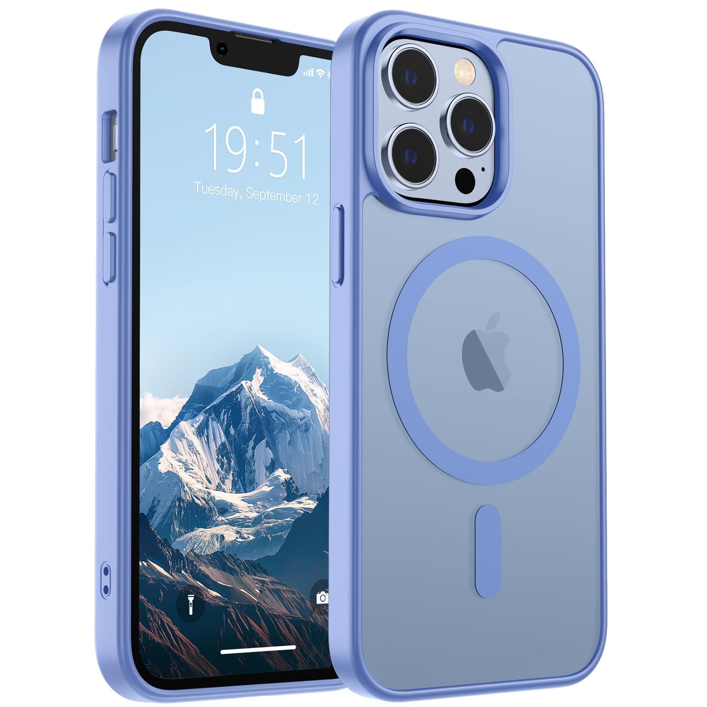 Magnetic for iPhone 14 Case & iPhone 13 Case (Compatible with MagSafe)(Military Grade Drop Protection) Translucent Matte Shockproof Phone Cover,Black