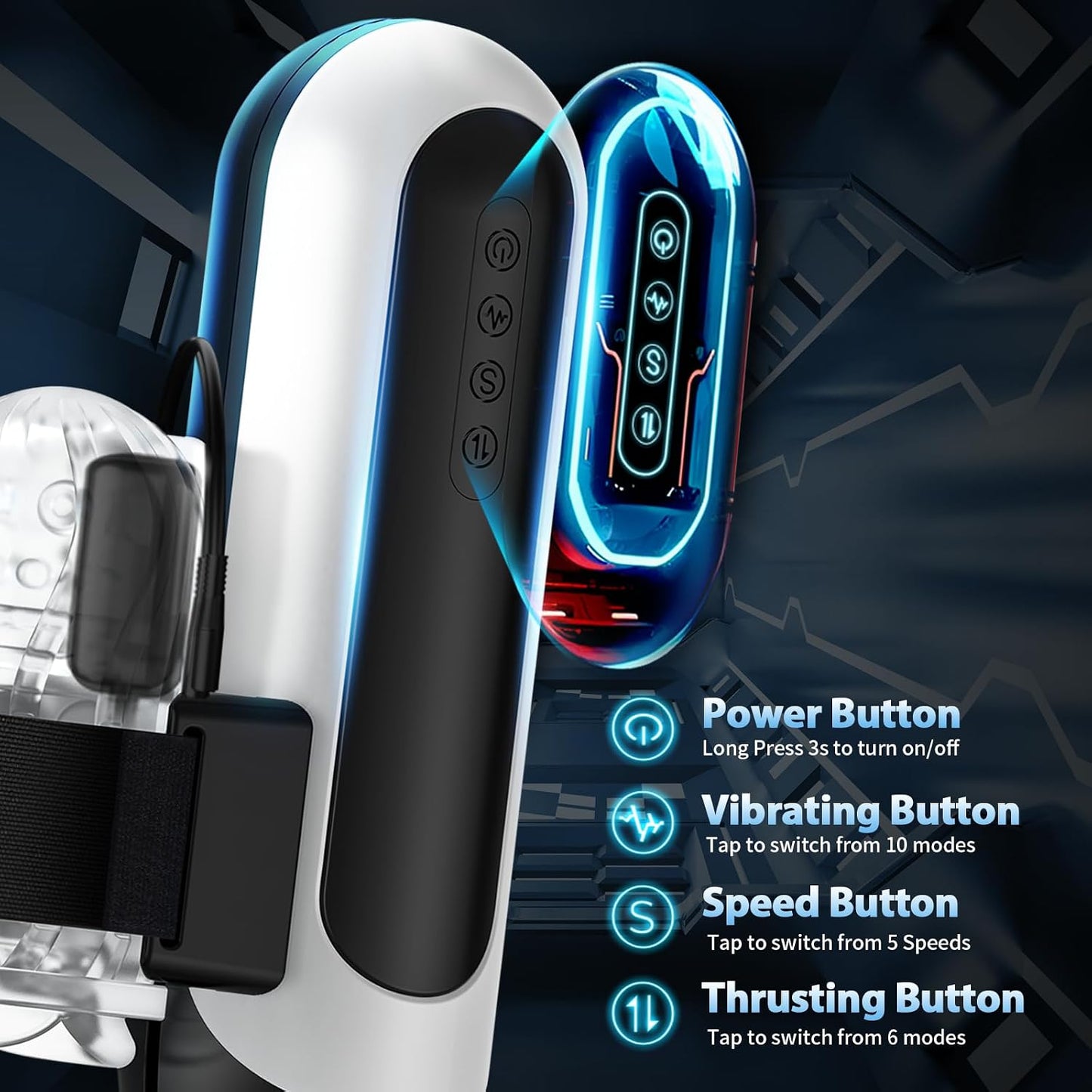 Automatic Penis Pump Male Sex Toys for Men Automatic Male Masturbator,Male Sex Toys with 6 Types of Piston Modes 5 Speed Changes + 10 Vibrating Hands Free Pocket Pussy Male Stroker with 3D