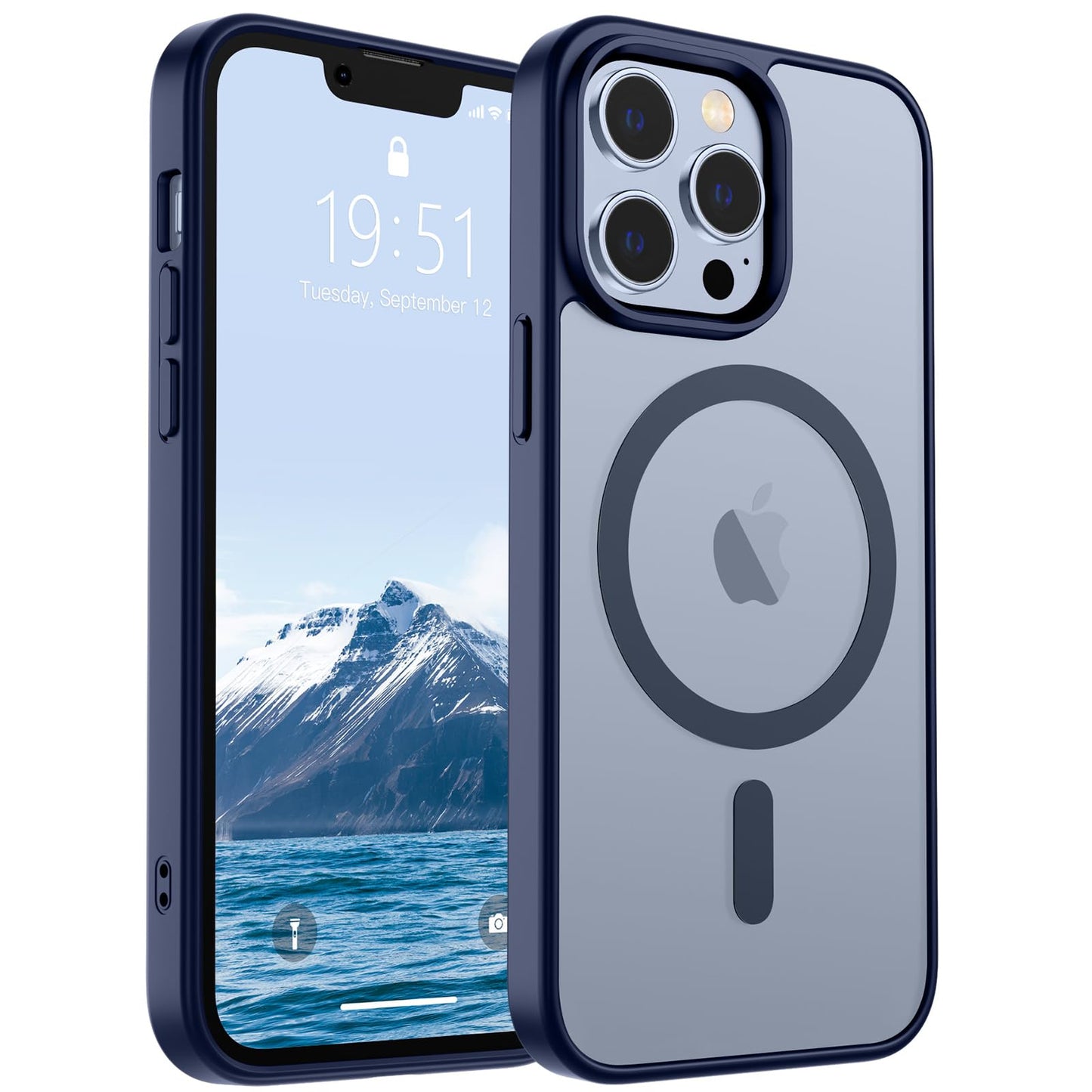 Magnetic for iPhone 14 Case & iPhone 13 Case (Compatible with MagSafe)(Military Grade Drop Protection) Translucent Matte Shockproof Phone Cover,Black