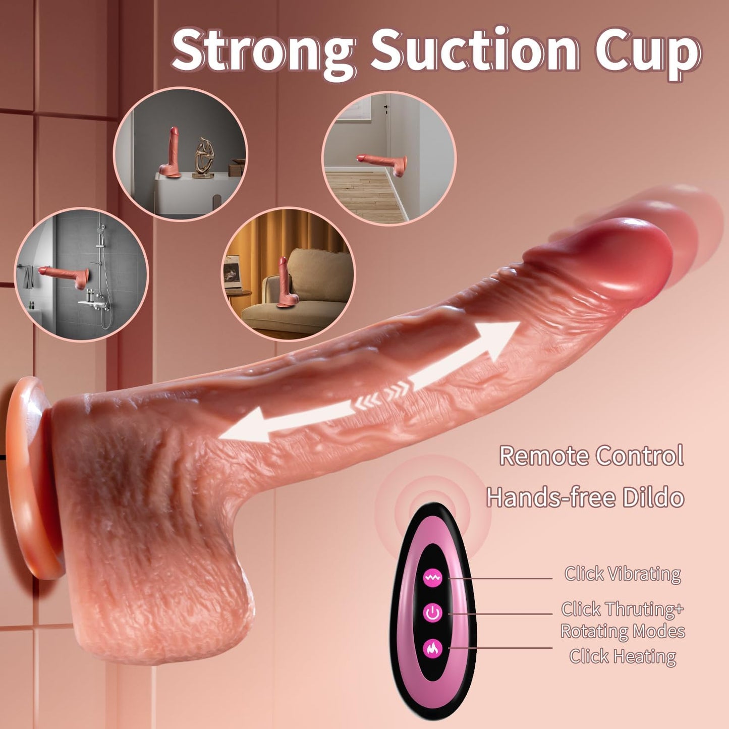 Realistic Dildo with Remote Control, Vibrator Anal Dildo Sex Toys for Women, 6in1 Penis with Suction Cup, 9 Vibrations, 3 Thrusting Swing & Heating Mode, Couple Adult Sex Toys & Games, Brown
