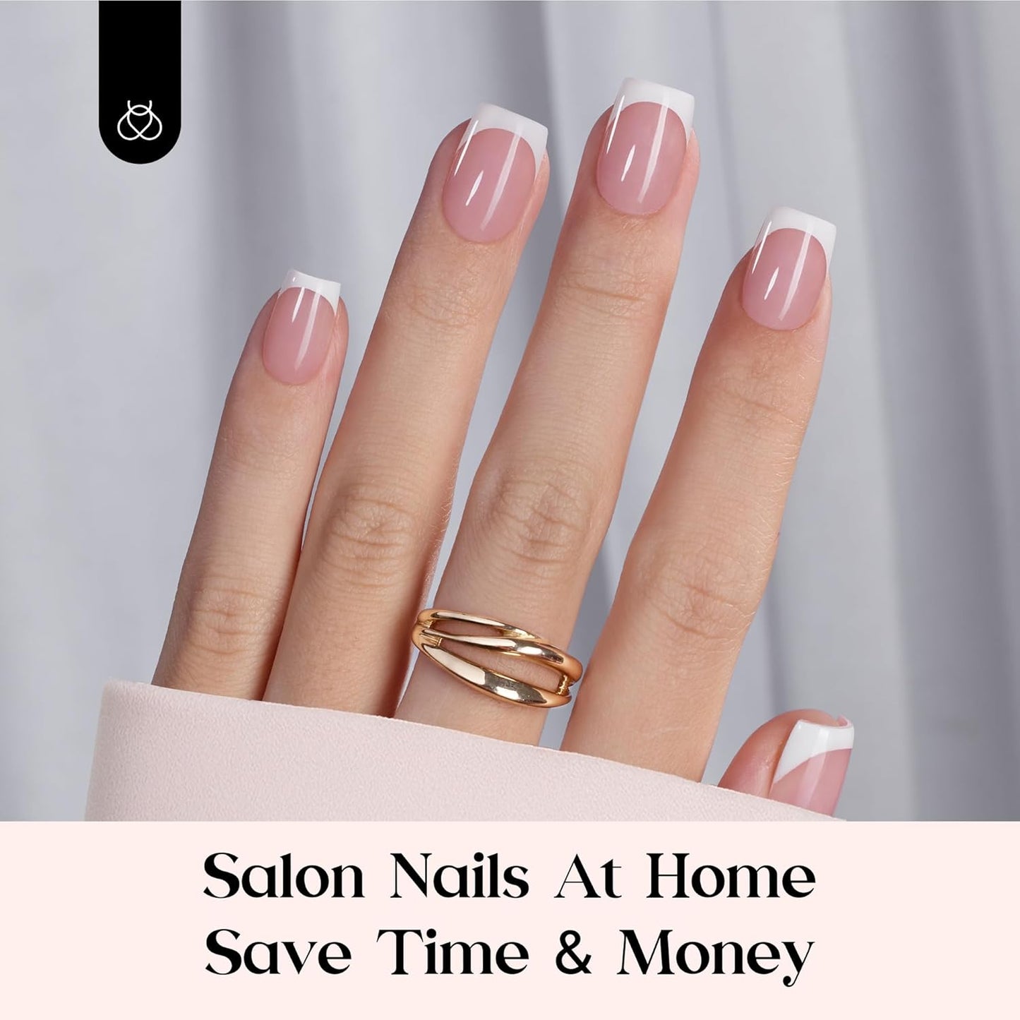 Beetles French Tips Press On Nails: 150 Pcs Pink Short Square Press On Nails Fake Nail Tips, Reusable Acrylic Gel Nail False Nails Art DIY Gifts For Women