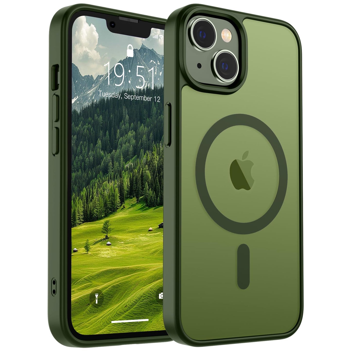 Magnetic for iPhone 14 Case & iPhone 13 Case (Compatible with MagSafe)(Military Grade Drop Protection) Translucent Matte Shockproof Phone Cover,Black