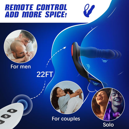 Prostate Massager Anal Vibrator Thrusting Vibrating 7 Modes with Cock Ring Anal Plug Anal Sex Toys P Spot Massager Male Sex Toys for Men Dildos Women Couples AI Sync Remote Control Anal Beads