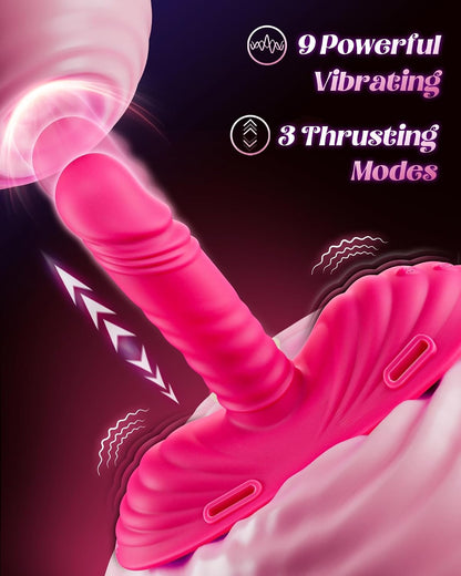 BEISAR Thrusting Dildo Vibrator Riding Grinding Sex Toy, Strap On Dildos with 9 Vibrating 3 Thrusting Adult Sex Toys Women Couple G Spot Clit Anal Finger Vibrators Sex Machine Nipple Jewelry Toys