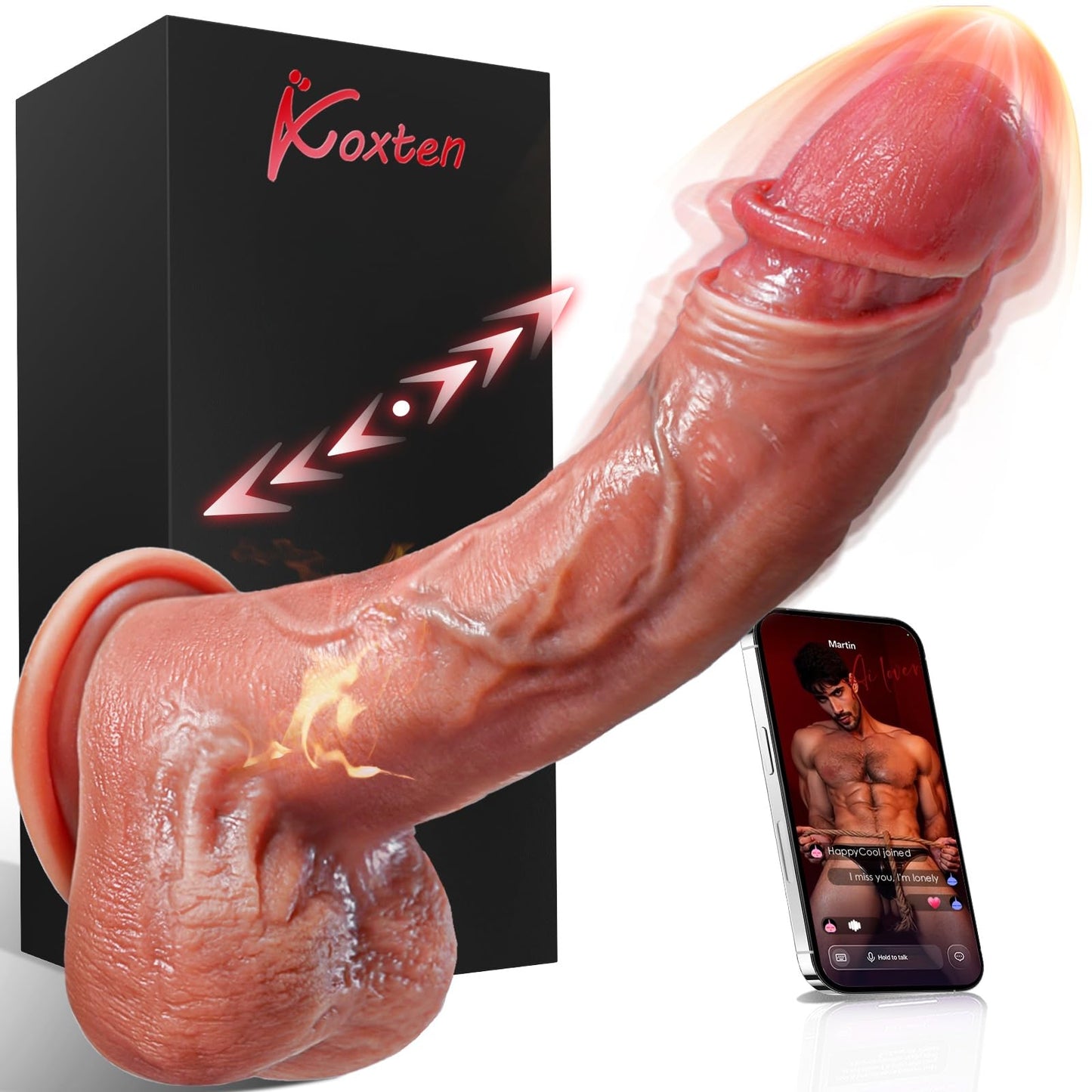 Thrusting Dildo Adult Toys Vibrator - APP Control 8 Inch Penis, 9 Vibe + 9 Thrust + Warm, Soft Realistic Dildo G Spot Vibrator Anal Dildo G-Spot Dildo Male Sex Toys for Women, Men, Couple